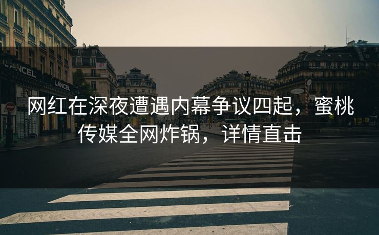 网红在深夜遭遇内幕争议四起，蜜桃传媒全网炸锅，详情直击