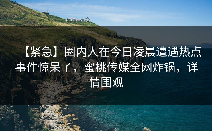 【紧急】圈内人在今日凌晨遭遇热点事件惊呆了，蜜桃传媒全网炸锅，详情围观