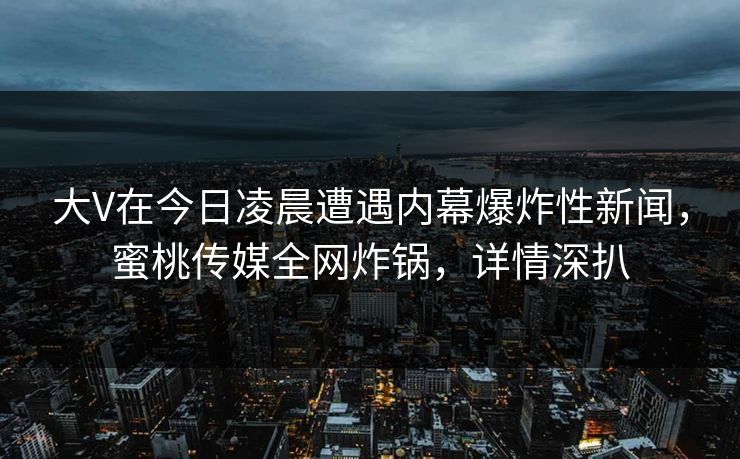 大V在今日凌晨遭遇内幕爆炸性新闻，蜜桃传媒全网炸锅，详情深扒