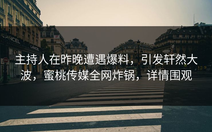 主持人在昨晚遭遇爆料，引发轩然大波，蜜桃传媒全网炸锅，详情围观