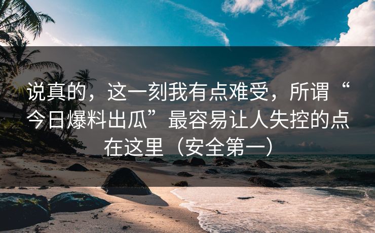说真的，这一刻我有点难受，所谓“今日爆料出瓜”最容易让人失控的点在这里（安全第一）