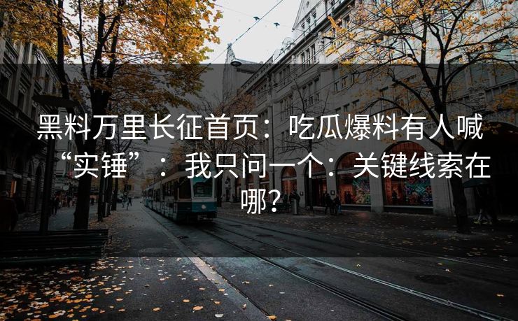 黑料万里长征首页：吃瓜爆料有人喊“实锤”：我只问一个：关键线索在哪？
